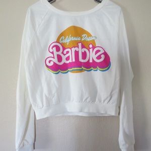 “California dream barbie” white crop top